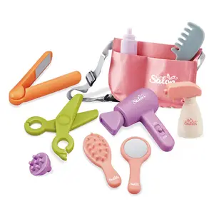 ITTL Kids Hair Salon Play Set 11PCS Soft PVC Role Playhouse Toy Children Pretend Game Hairdresser Kit Toys for Kids