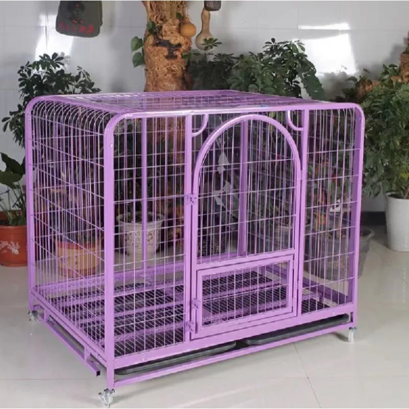 High Quality Wholesale Double Door Collapsible Steel Galvanized Tube Dog Cage With Wheels Used