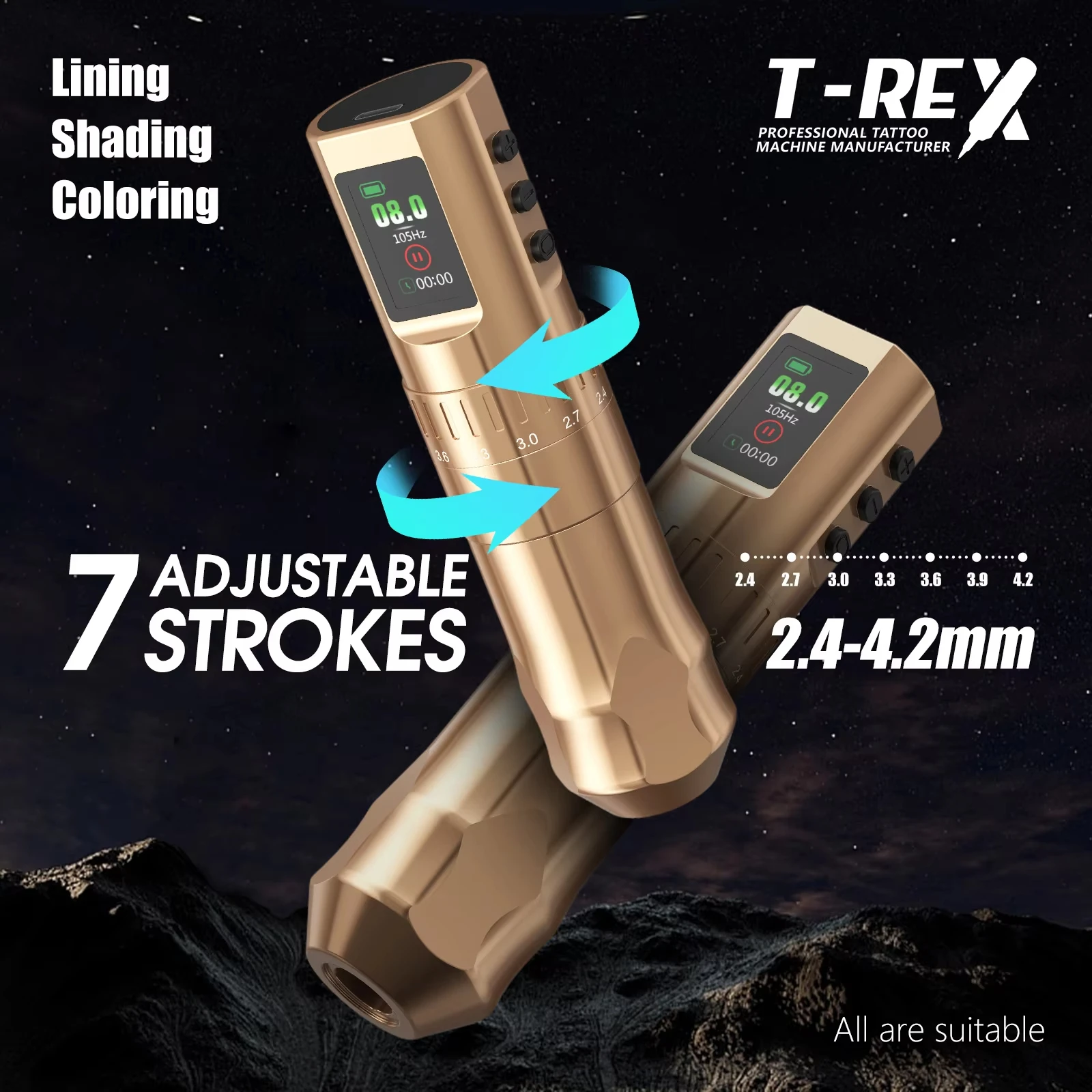 XNET TREX 1600mAh 2.4-4.2mm Adjustable Stroke Professional