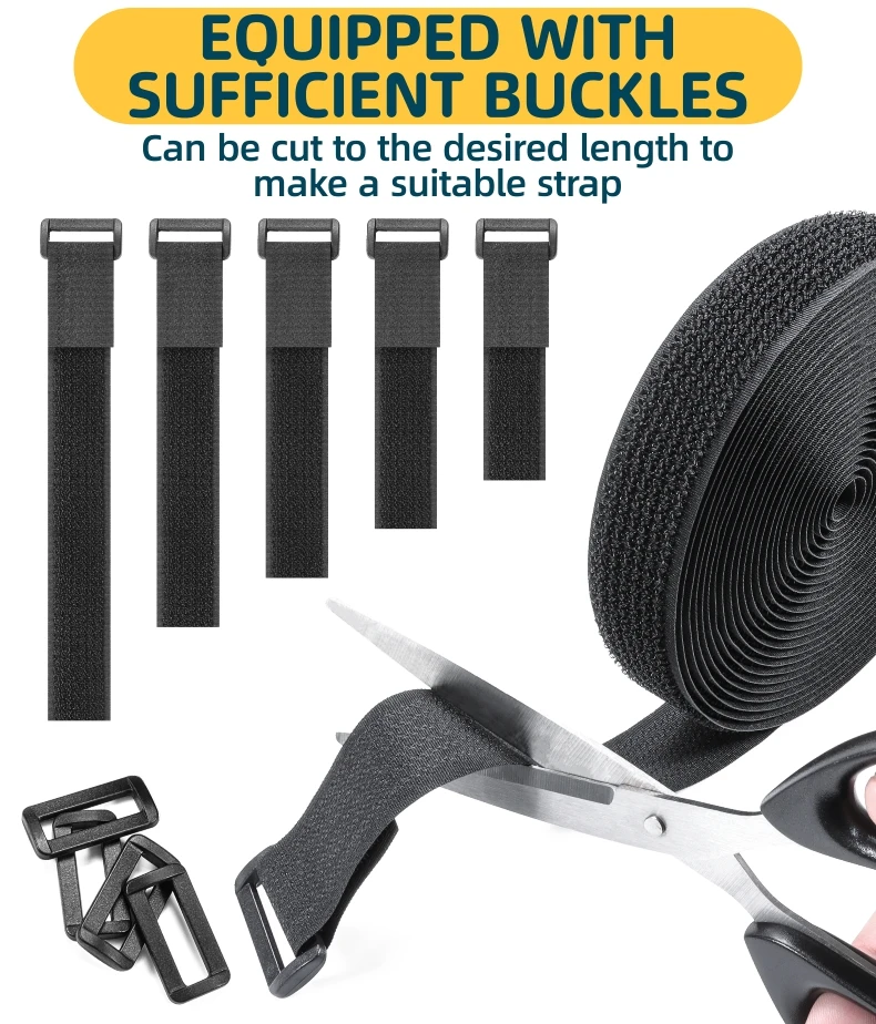 Width 25mm 2 in 1 Hook Loop Strap Equipped With Buckles Self-locking Hook&Loop Fastener Tape Length Adjustable