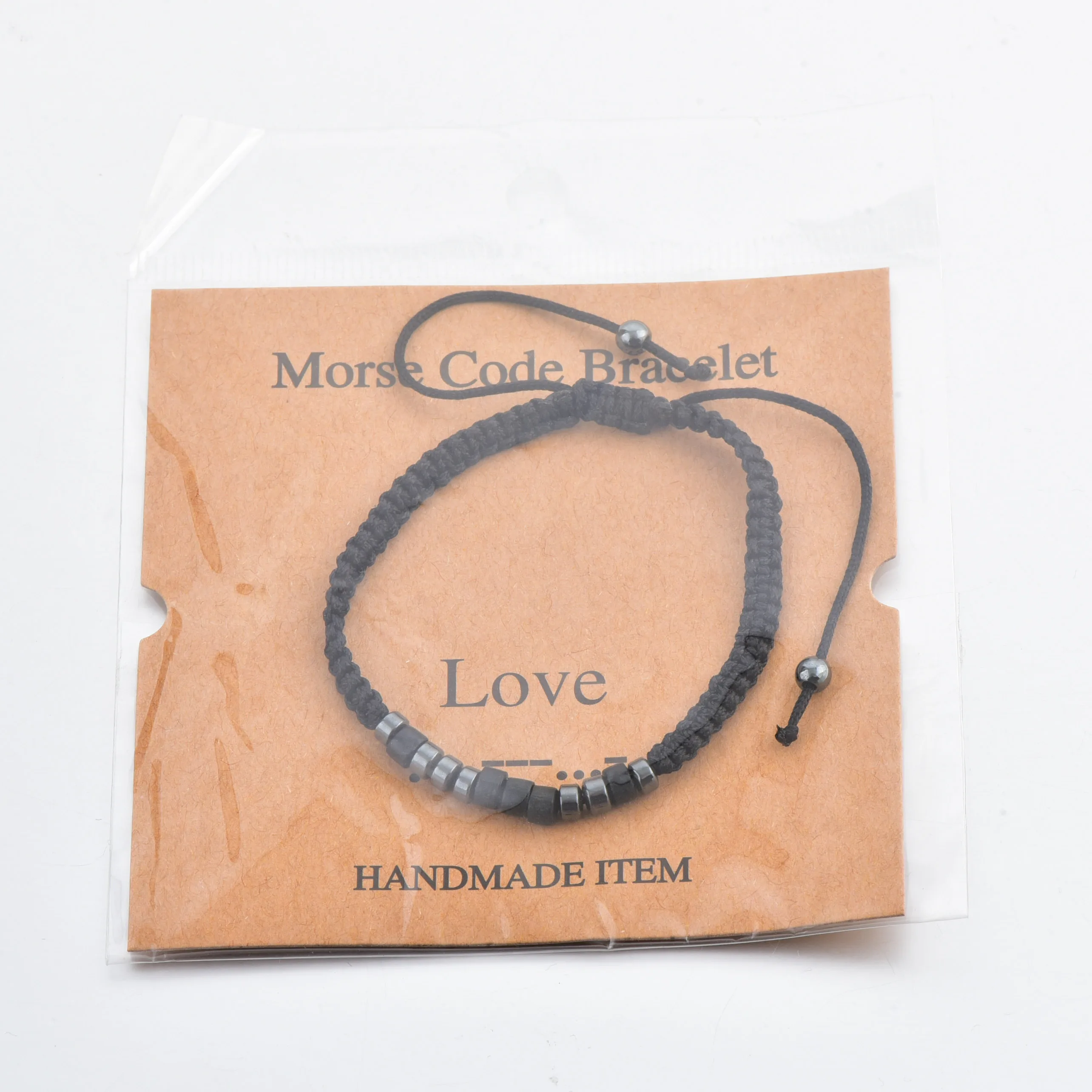 1pcs Inspirational Morse Code Bracelet Black Beaded Wrap Chain Women Men  FAST