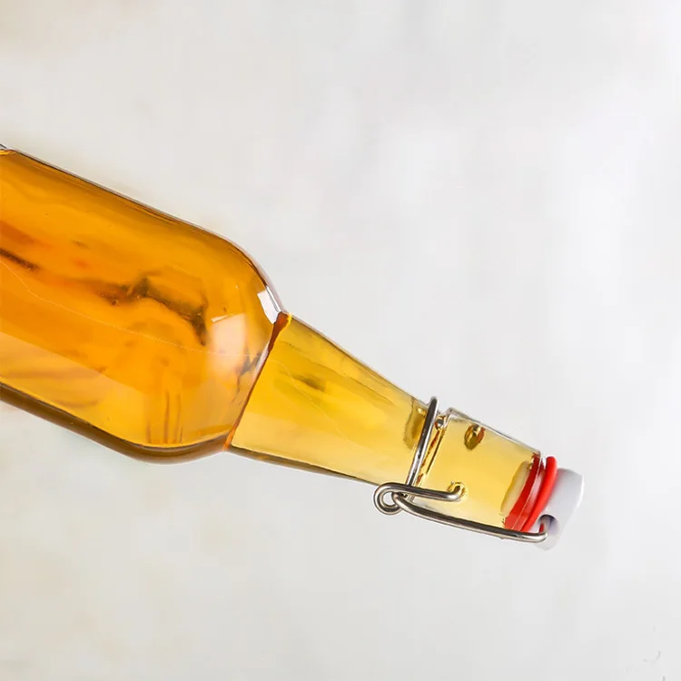 250ml 500ml 750ml 1000ml Clear Swing Top Stopper Glass Beer Bottle for Juice Kombucha