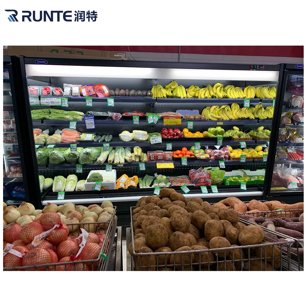 IOS Certificate Supermarket Air Curtain Cabinet Fridge Display Cooler