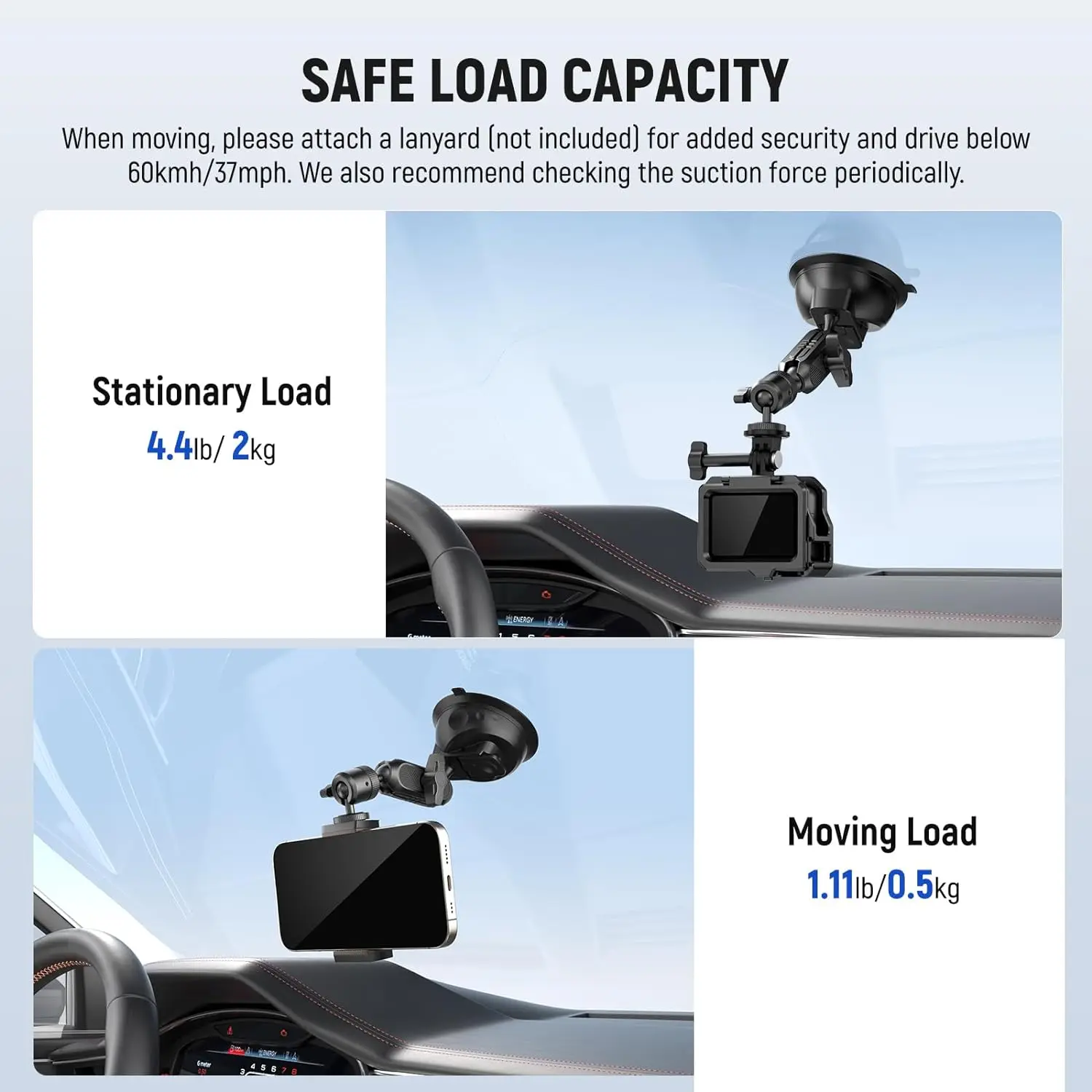 Supporto A Ventosa Per Dash Cam 10x8mm - Regolabile, Per Auto, GPS, Navigatori - Foto 4