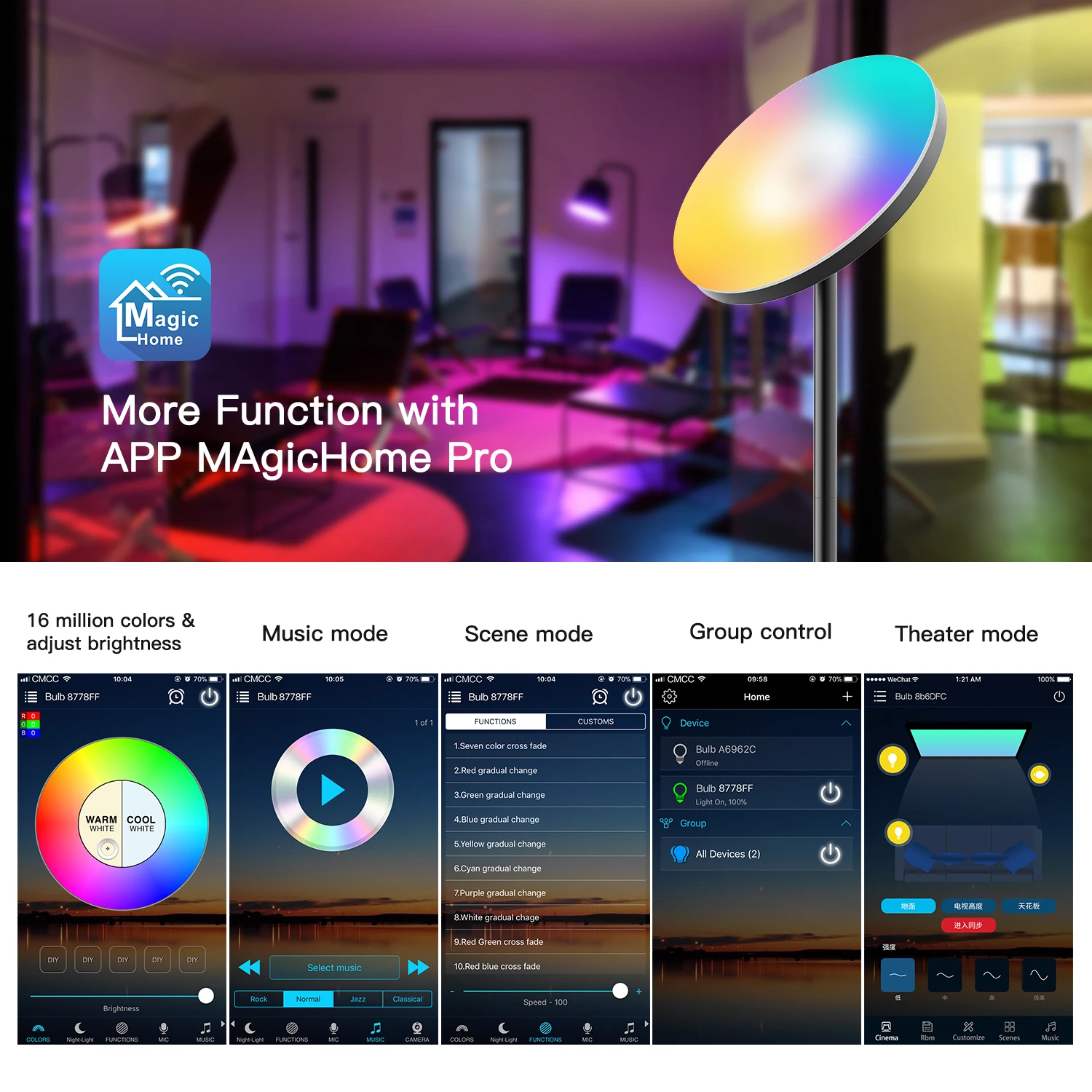 Комнатные современные красочные разноцветные RGB светодиодные лампы, домашнее украшение для спальни, угловая лампа APP wifi, умная светодиодная напольная лампа