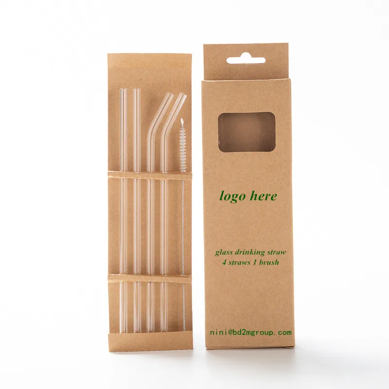 Reusable Glass Straws 200mm Straight Glass Drinking Straws 12 Pack