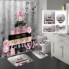 JY170 (9) Rayures noires et blanches et roses roses