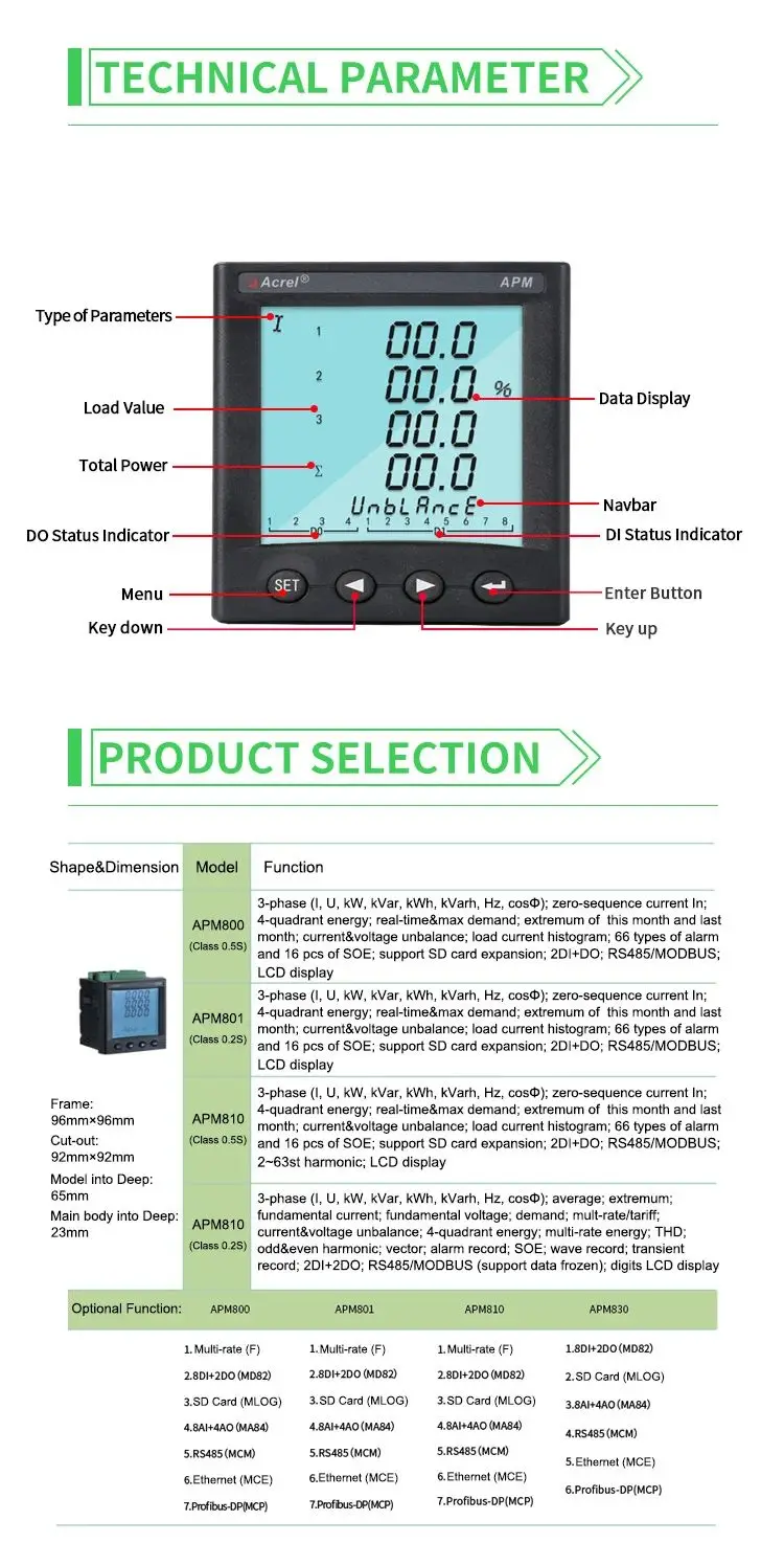 Acrel APM810 three phase multifunction power Alibaba