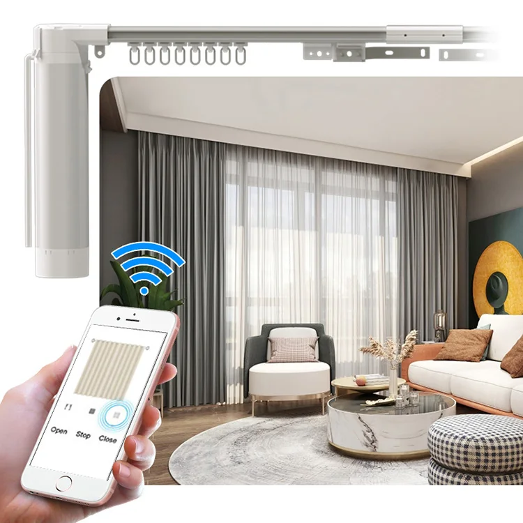 Wifi  Wireless Electric Curtain Motor Quicklink Motorized Curtain and Track Automation App Control Curtain for Smart Home System
