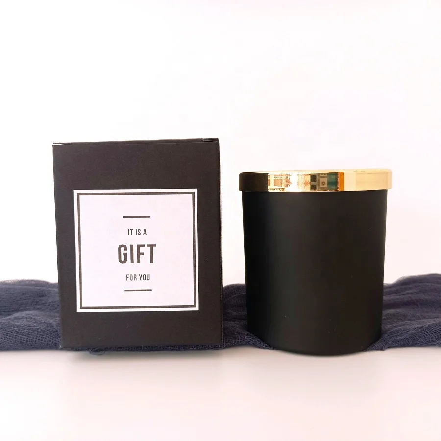 White and Black Matte Colored Spray Glass Candle Jar With Wood Metal Bamboo Lid for Candle Making