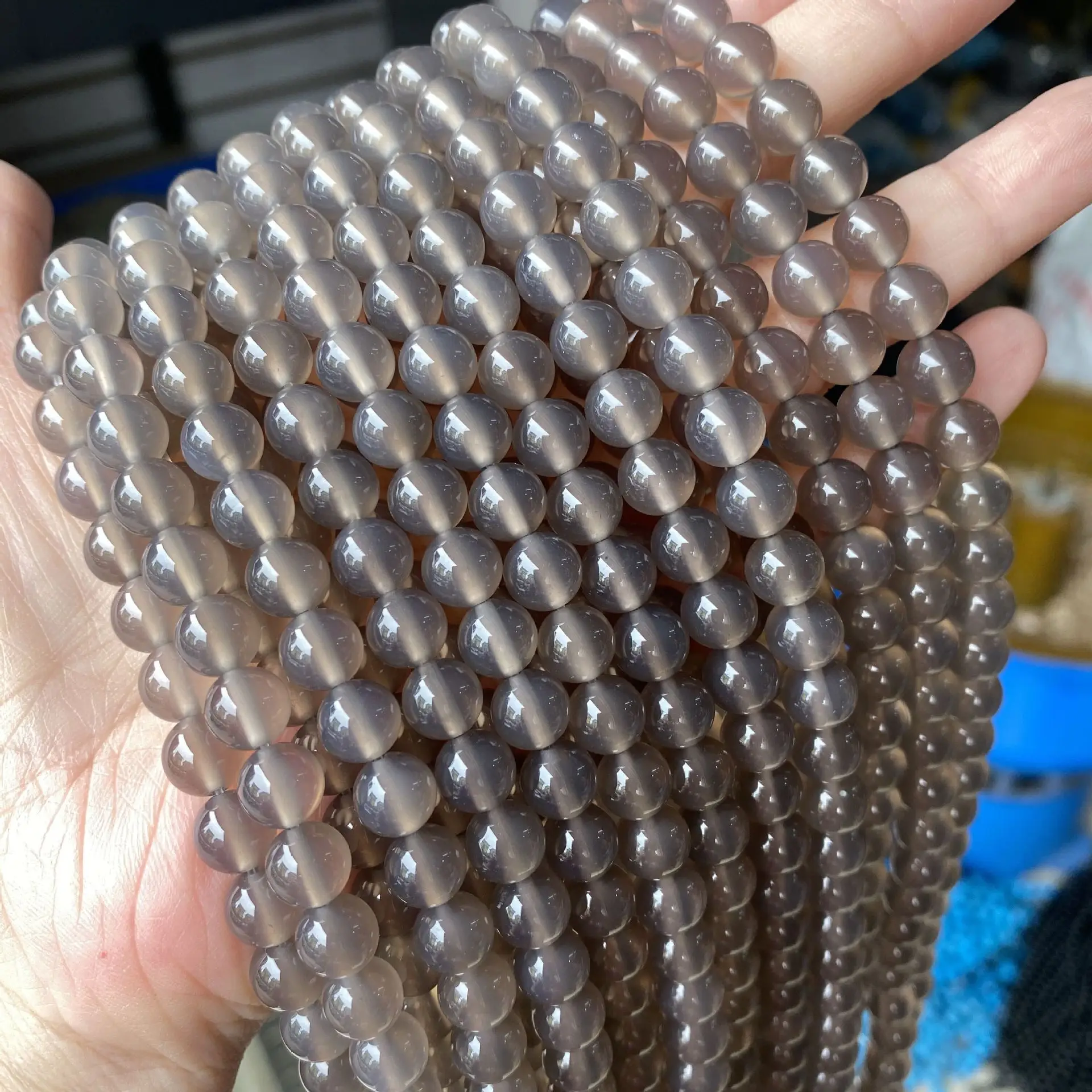 Natural Stone Loose Beads Wholesale Cheap Natural Gray Agate 4/6/8/10mm in Stock