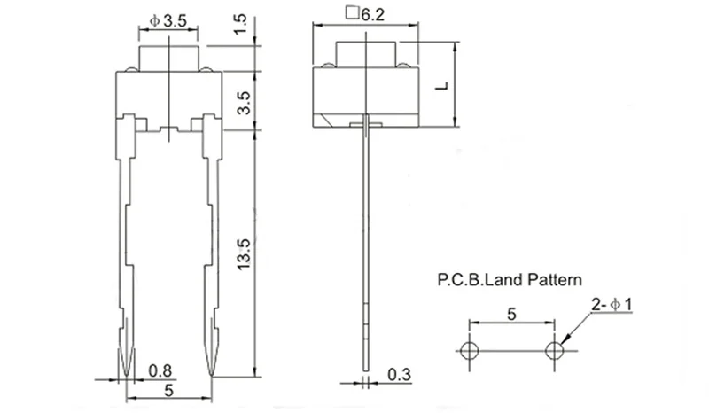 20 Stück Tastschalter 6x6x5 Mm – Momentan, 2-polig, DIP, Durchgangsloch – Für Elektronik, Haushaltsgeräte & DIY