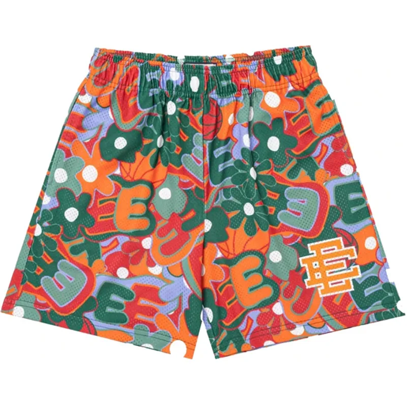 Summer Breathable Mesh Oversized Men Shorts Custom Printed Graphic Casual Fiess Beach Shorts411_voghion.com
