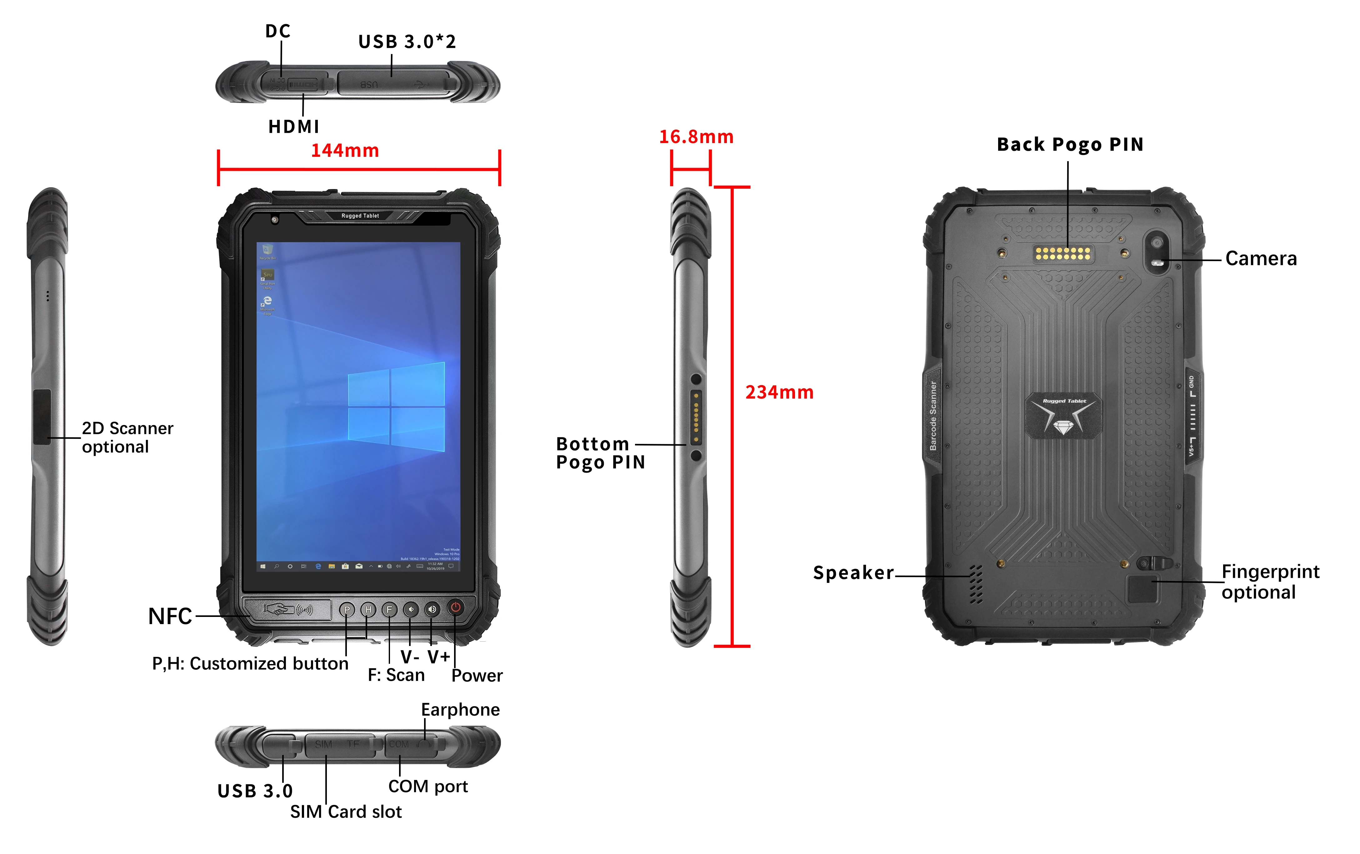8 Inch Windows 10 for Rugged Tablet Windows for Intel N5100 Industrial ...
