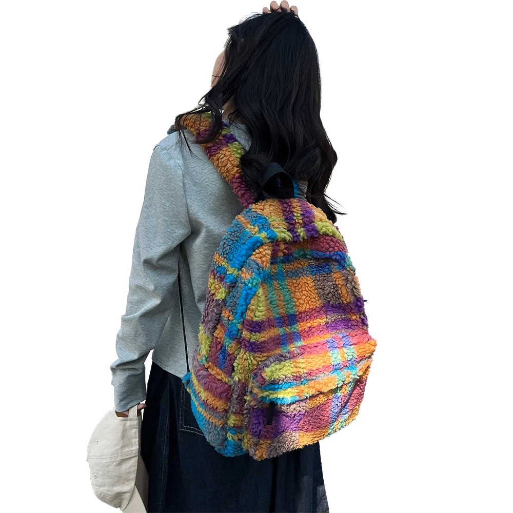 Fashion Children School Bags Cute Fleece Kids Plush  Backpack Boys Girls School Bags Mini Mochila College Book Bag Winter