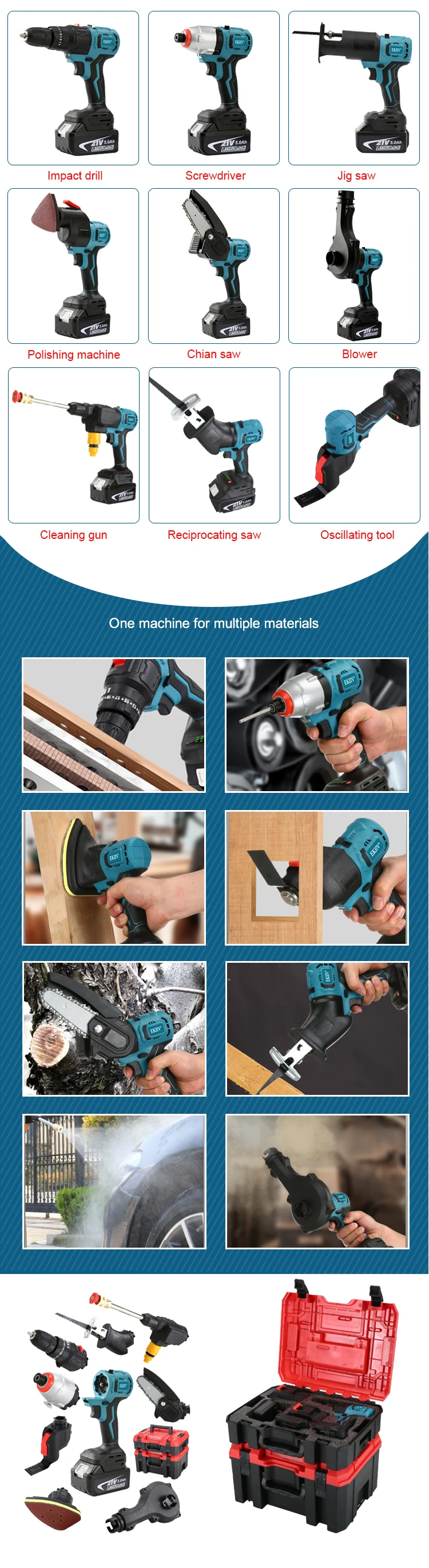 Cordless Drill Kit 20v Max Electric Drill Tool Combo Kit Power Tools