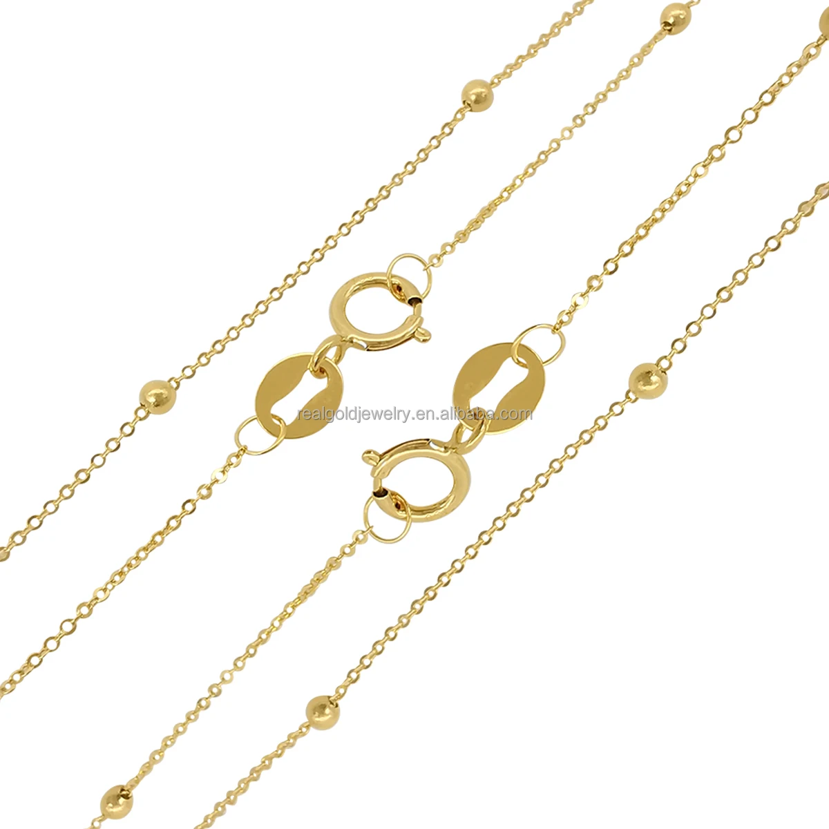 Good Fine Jewelry Necklace Beads Chain 18k Pure Gold Chain Women Gift