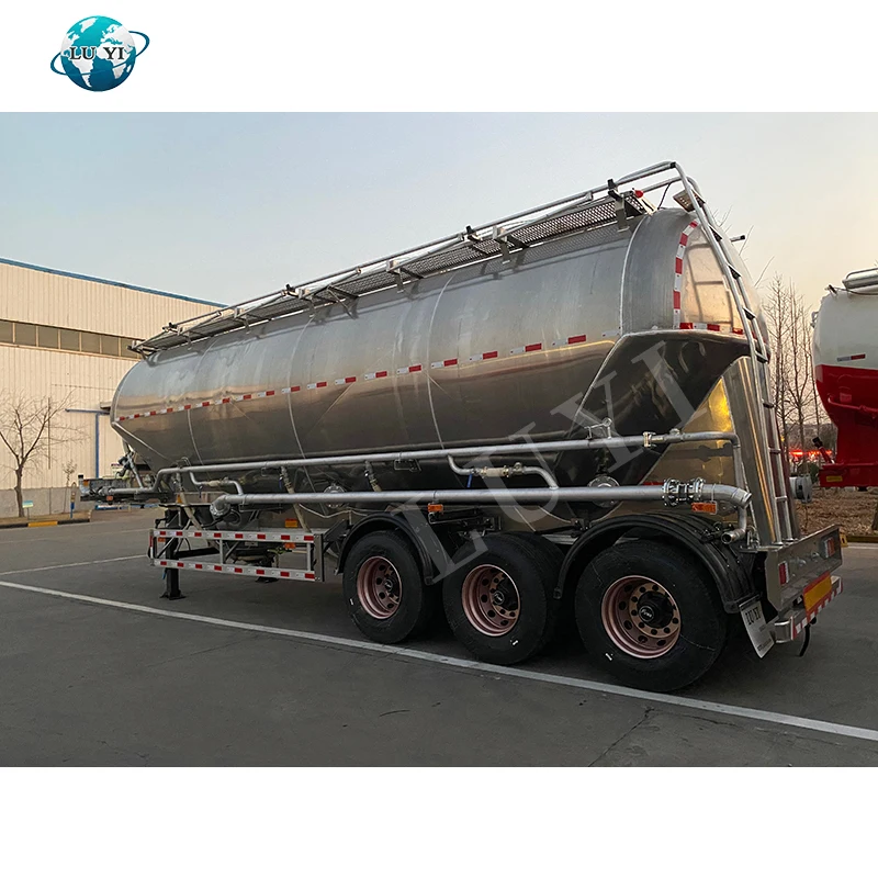 LUYI VEHICLE 3 Axle 42 Cbm 4 CONE Bulk Fly Ash Aluminum Flour Powder Transport tank Tanker Semi Trailer