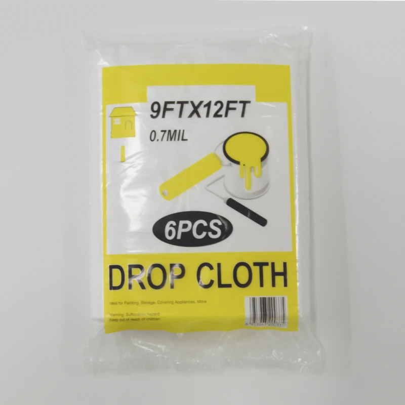 Disposable LDPE Drop Sheet Plastic Dust Sheets HDPE Drop Cloth 9x 12 Ft for Painting Decoration