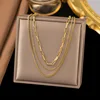2ah57 triple chain necklace gold