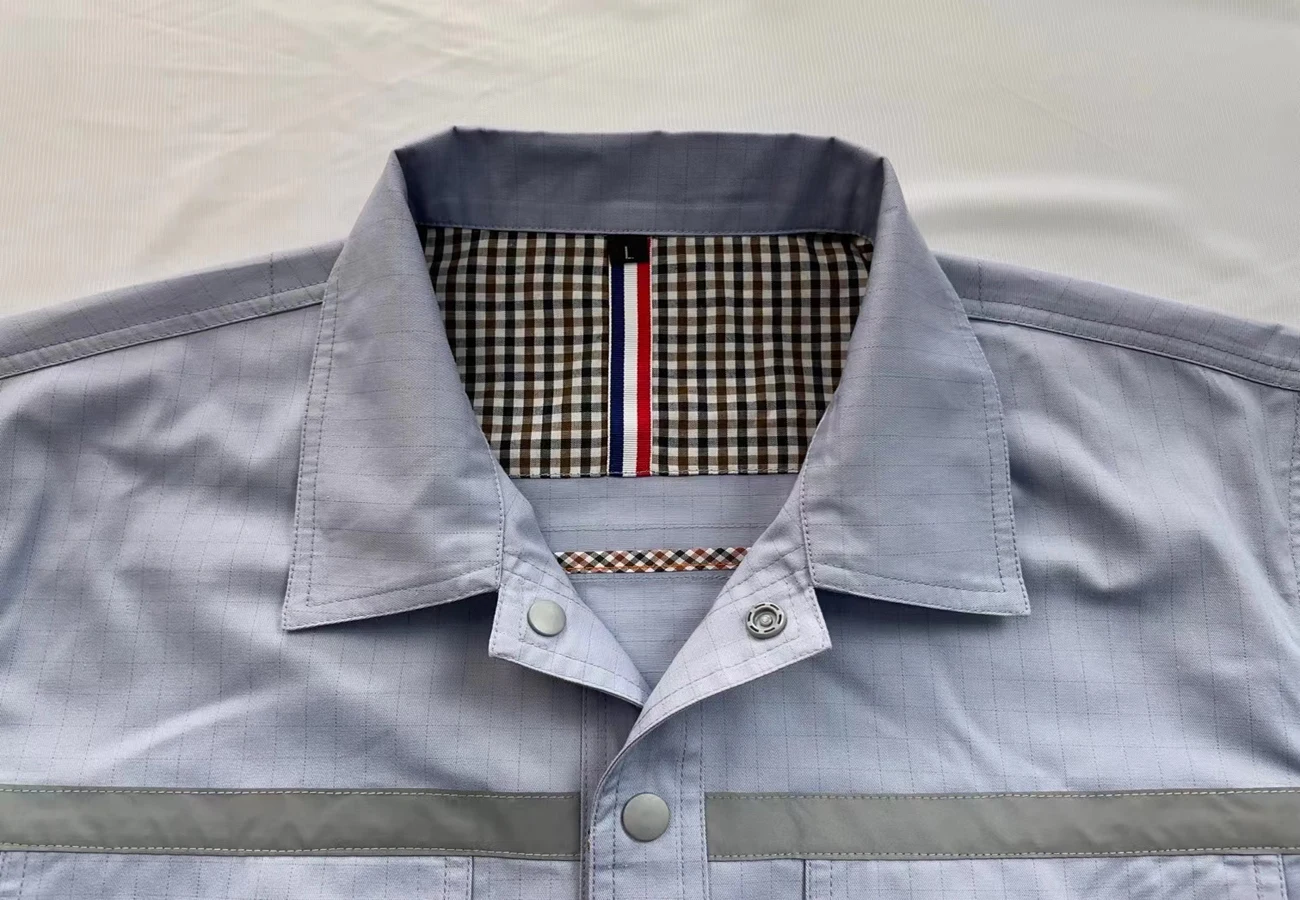 Custom Antistatic work clothes sets summer short sleeve thin natural gas station filling station fac