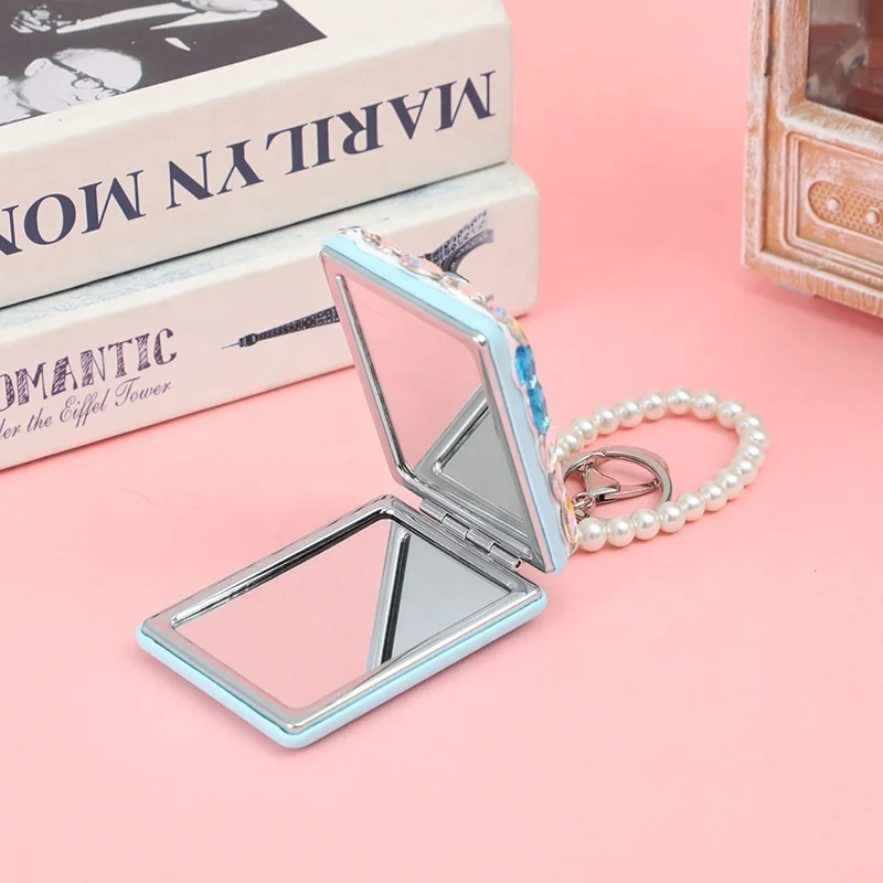 Роскошное зеркало с блестящими стразами роскошное ручной держатель карманное круглое роскошные зеркала для