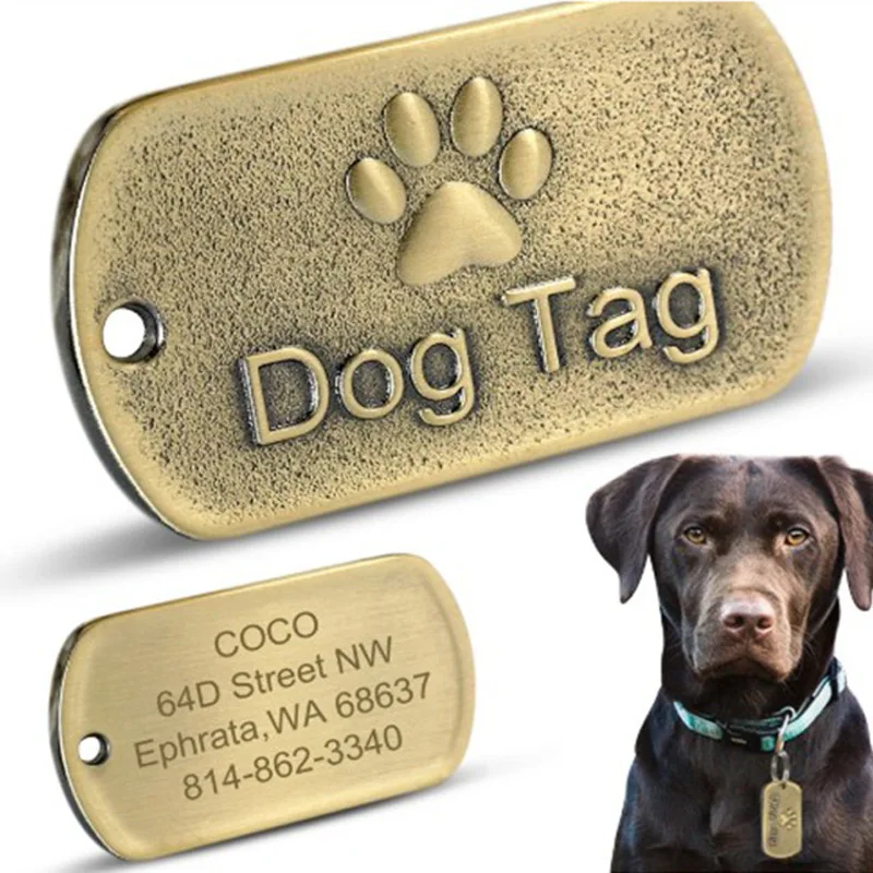 Personalized puppy dog name tag stainless steel sublimation laser collar dog tags name pet blank dog tag factory