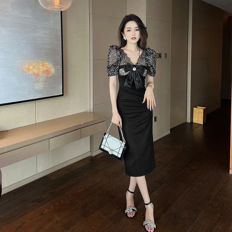 Stylish Black Lace Long Sleeve Bodycon Dress For Women Stylish Black Lace Long Sleeve Bodycon Dress For Women