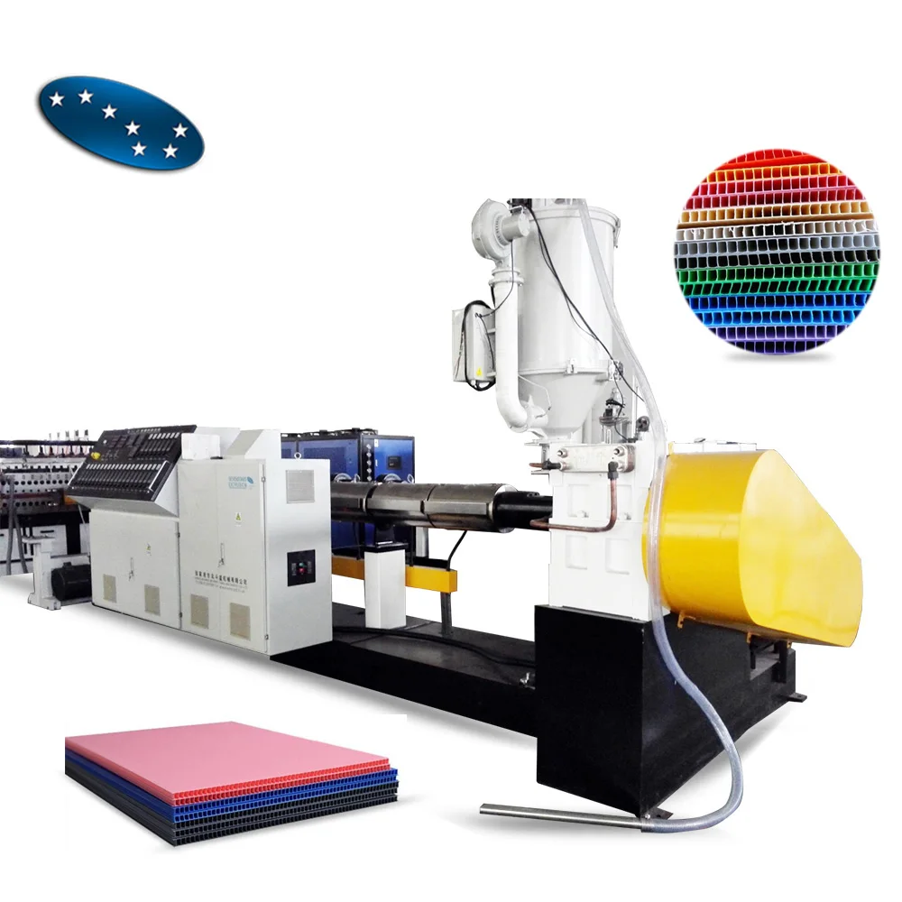 Price of PP PC plastic corrugated hollow sheet extruder extrusion machine line