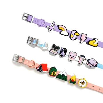 Personalized Custom Adjustable Metal Buckle Waterproof Silicone Pet Cat PVC dog Collar Leash with Multiple style Clip up Charm