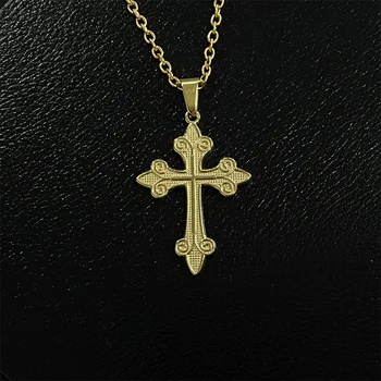 PASIRLEY Au750 Gold 18k Real Necklace 18k Pure Gold Corss Charm Necklace Yellow Gold Link Chain Cz Pendent Cross Necklace