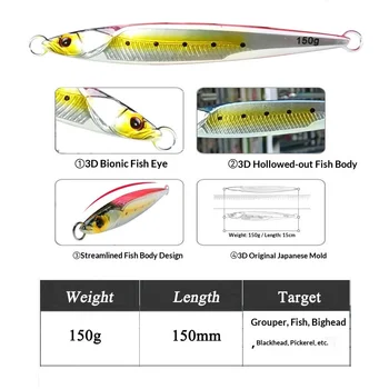 CHEERY Lead Fish Slow-Jigging Metal Lure Slow-Sinking 150g 180g 210g Sea Fishing Boat Fishing Mackerel Artificial Bait – Metal Jig – view 3