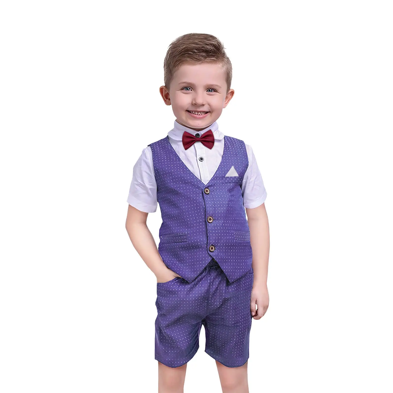 Suits for Boys Kids Summer Tuxedo Outfit Short Sleeve Formal Dress Kid Suit