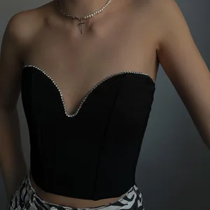 Tube Top Women's Clothing 2026 Spring New Fashion V-Neck Slim Fit Thin Female Top Seller Custom Manufactured Clothing