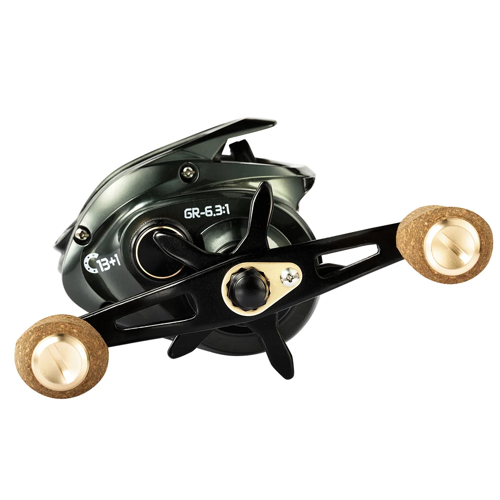 Newbility 13+1 BB Metal Body Aluminium Custom Bass Low Profile Cork Knob  Fishing Bait Casting Reel