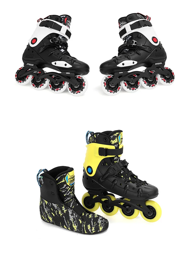 MACCO inline professional roller skate sport shoes for adult  HR1-yellow and black gear suit