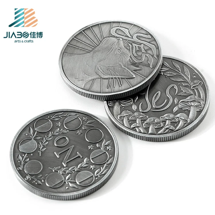 Jiabo Cheap Custom Made Yes No Metal Antique Old Silver 3d Dice Game Coin