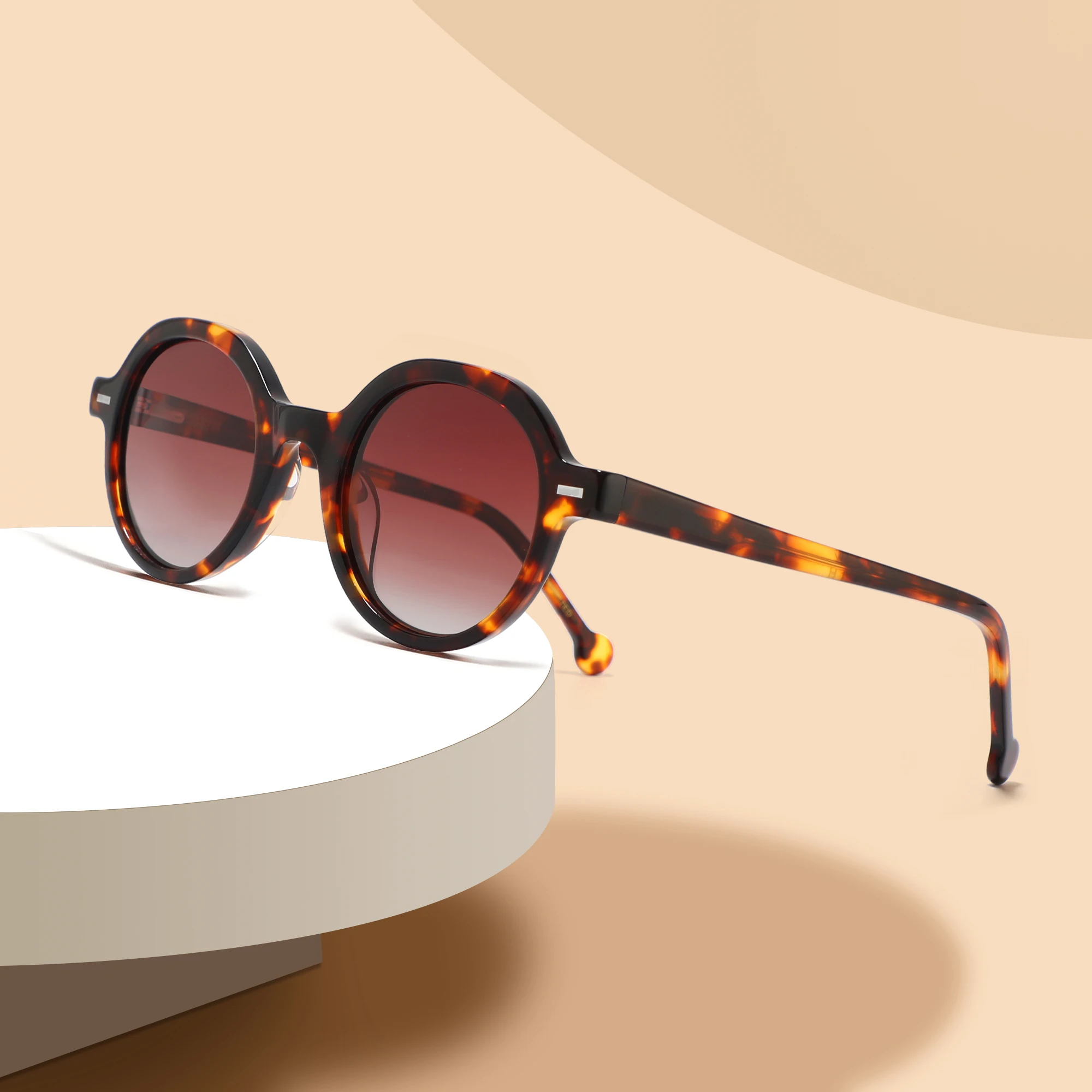 CONCHEN Manufacturer Luxury Designer Unisex Round Frame Custom Logo Polarized Acetate Sunglasses_voghion.com