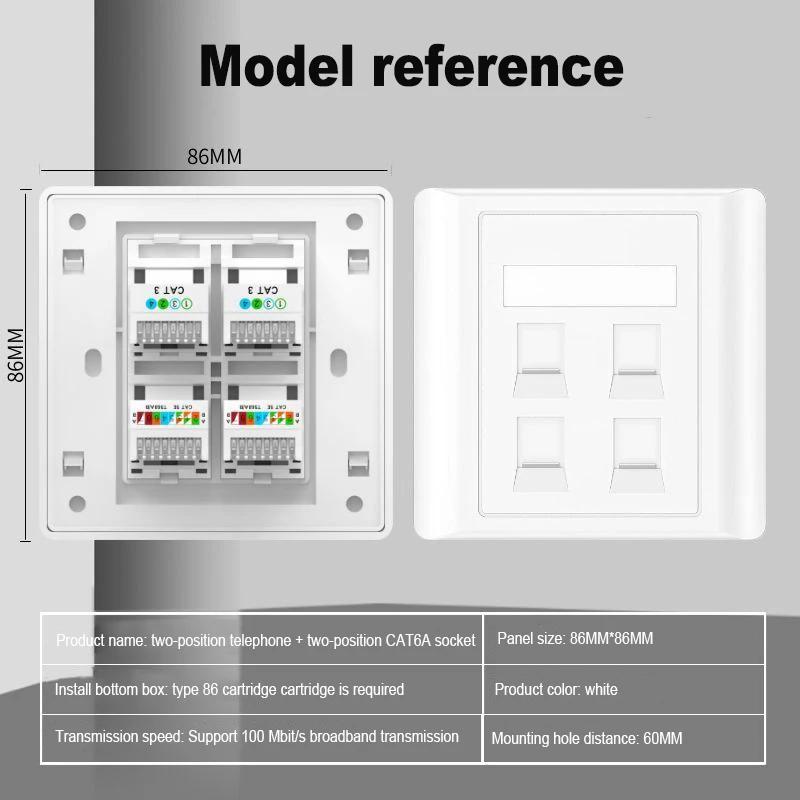 1port Double Ports Cat5e Cat6 Utp Network 86 Face Plate Wall Socket ...