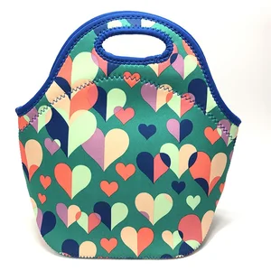 Custom Heart Shape Printed Insulated Neoprene Tote Eco Friendly Lunch Bag