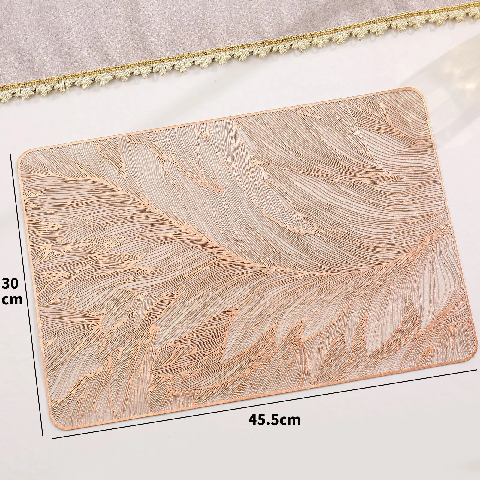Light Luxury square Feather Dining Mat, Anti-slip, Waterproof and Heat-insulating Mat, Hotel and Restaurant Decorative Mat
