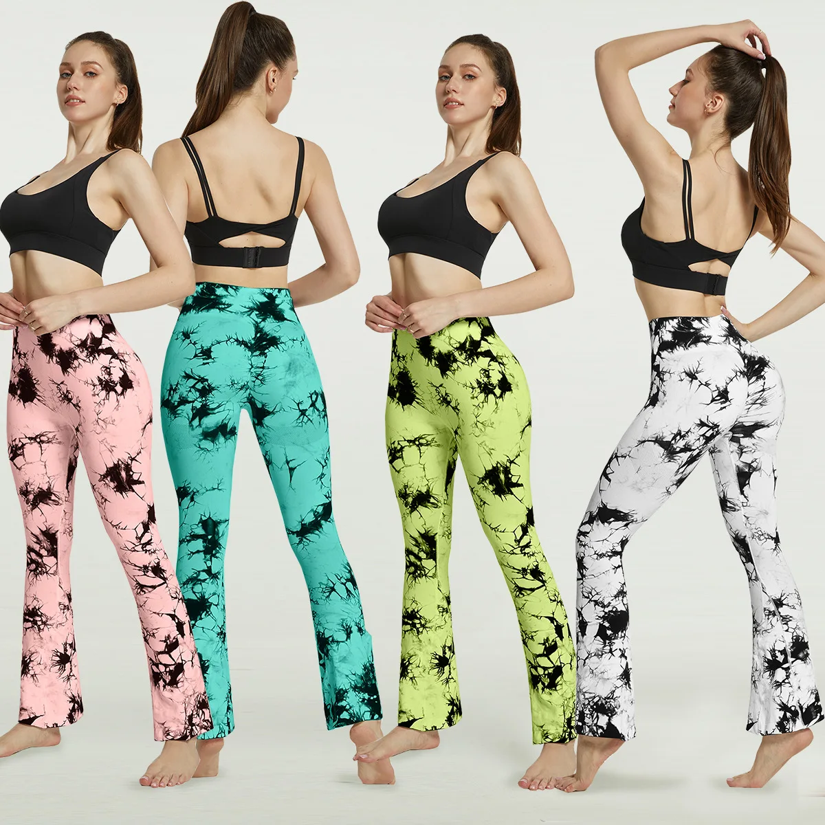 product high waist yoga pants seamless tie dyed yoga leggings bell bottoms leggings wide leg sports fitness yoga pants-56