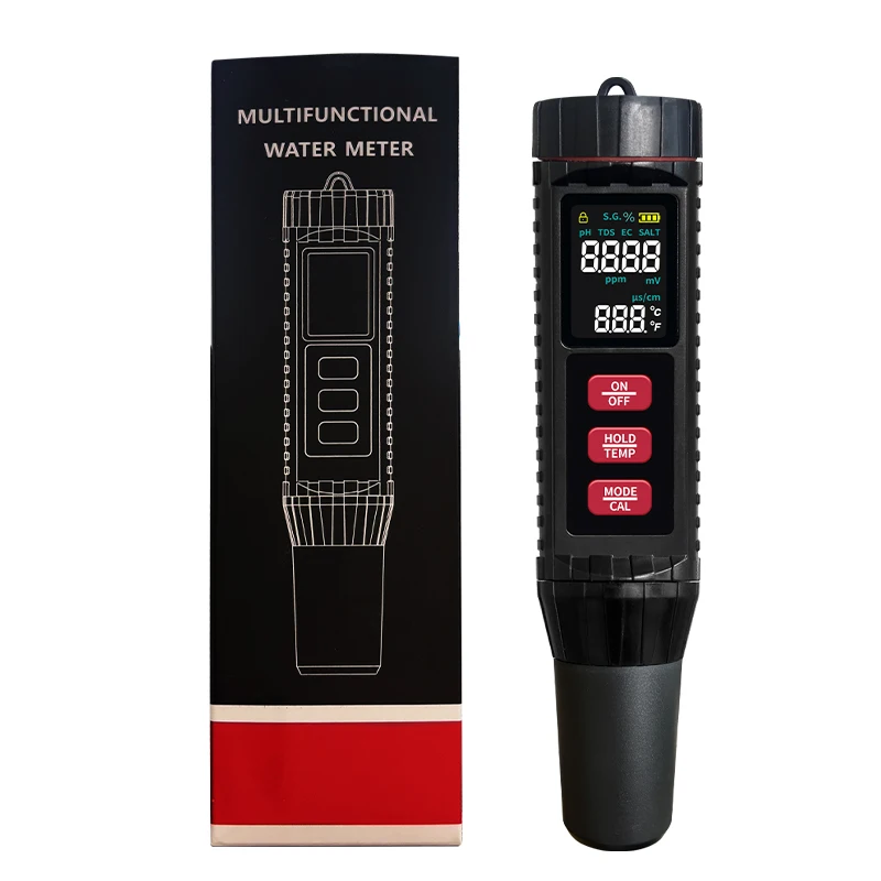 Testeur Qualité Eau 7en1 Testeur Eau 7 En 1 - PH, TDS, EC, ORP, Salinité, Densité, Température Mètre PH TDS EC 7 En 1