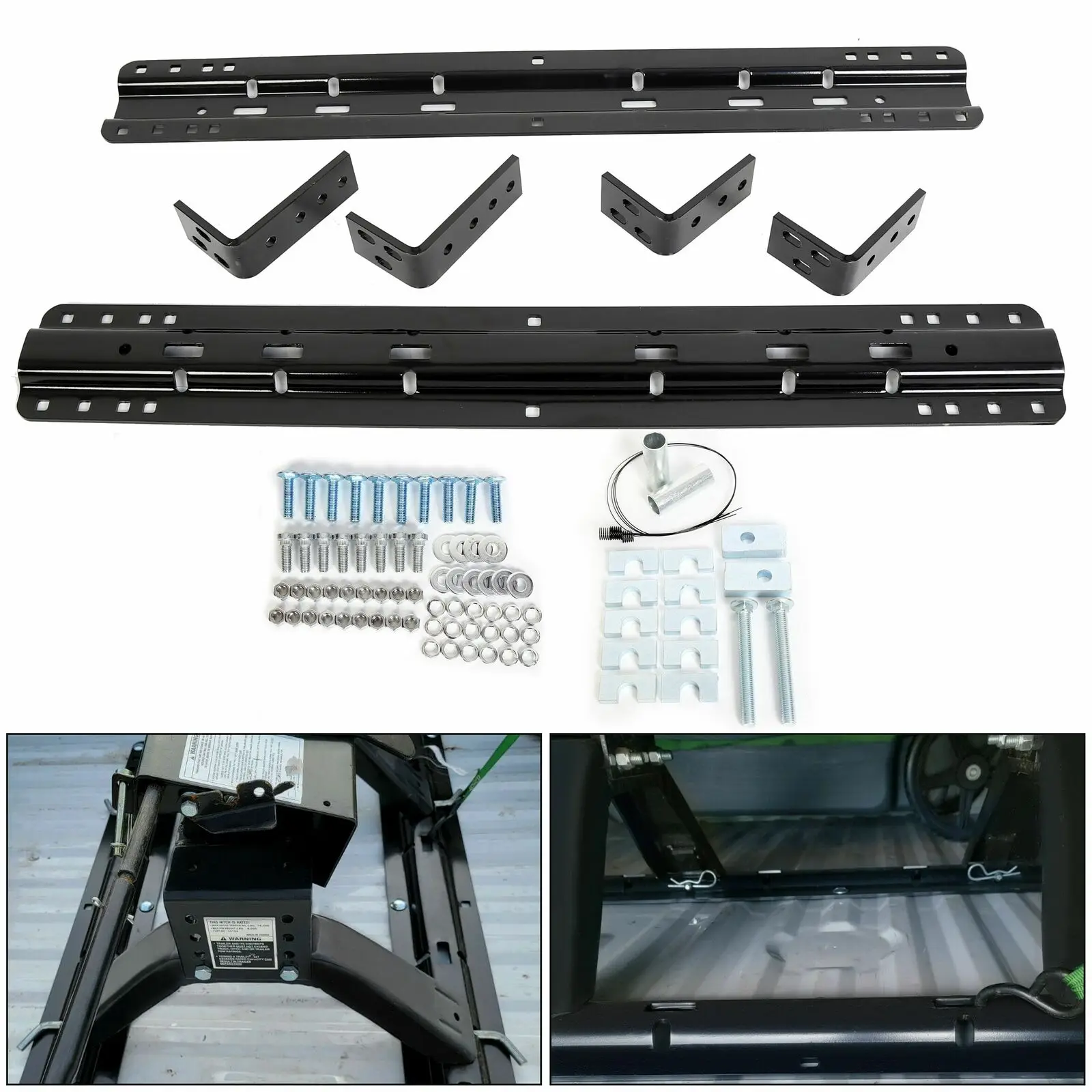 LUNSHUO 5th Fifth Wheel RV Rails/Brackets Installation Trailer Hitch Kit for Full-Size Trucks, Fit Gooseneck