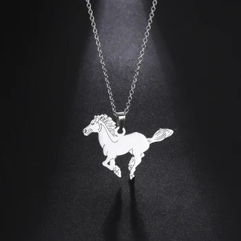 COLLIER RAS DE COU FANTASIE - Pendentif Cheval Avec Strass, Argenté - Neuf Avec étiquettes