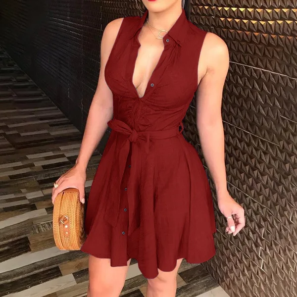 2026 New Summer Spaghetti-Strap Plain Print O-Neck Tube Top Cinched Waist Dress Women's Clothing in Stock