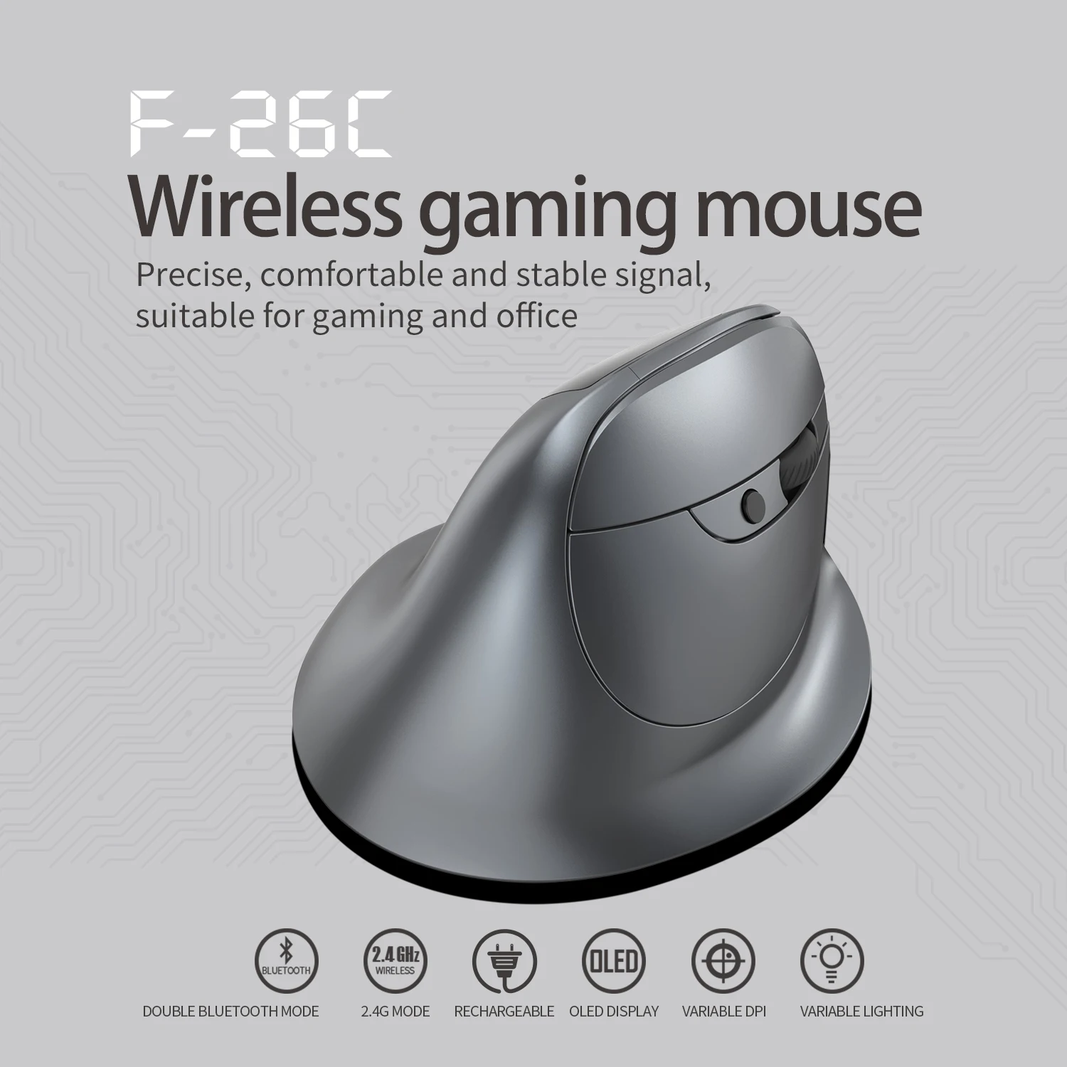 ZELOTES F-26C Wireless Vertical Silent Mouse - 3200DPI Gaming