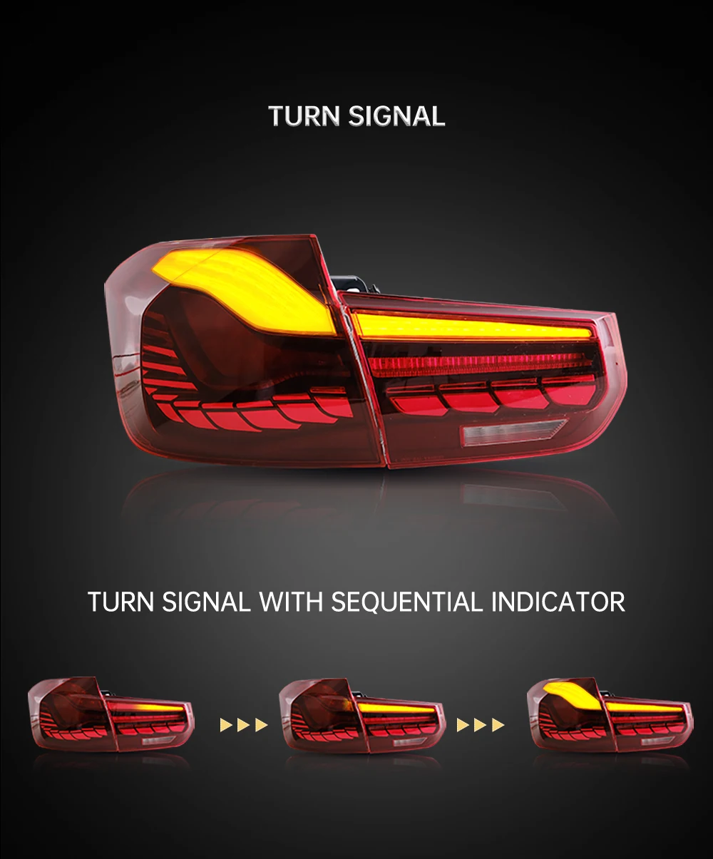 VLAND LED Taillight Rear Lamp Assembly 2012 2013 2014 2015 With Sequential Turn Signal With GTS Style For BMW F80 F35 F30