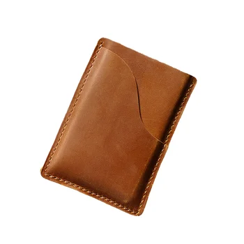 Handcrafted Front Pocket Crazy Horse Leather Wallet for Men Women Credit Card Holder