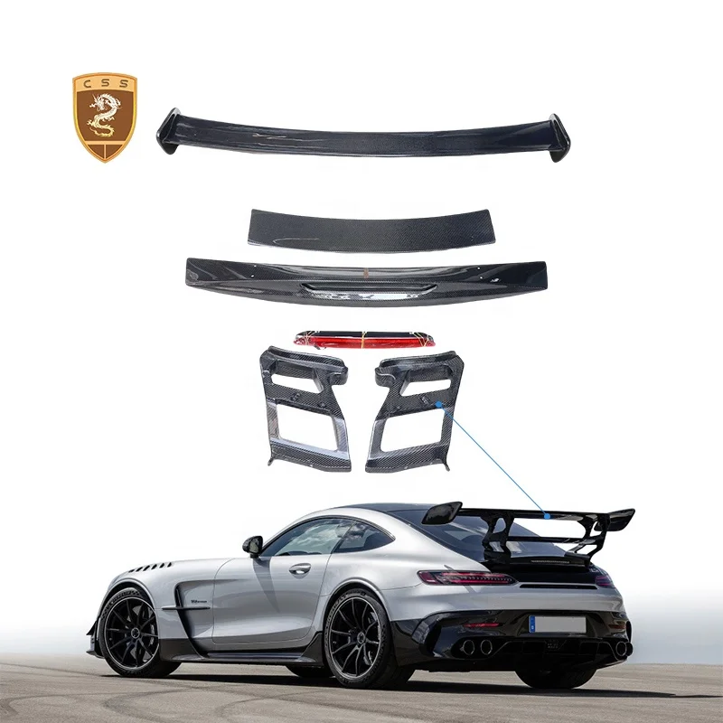 Black-Series Style Carbon Fiber LED Light Trunk Spoiler Rear Wing For Mercedes Benz AMG GT
